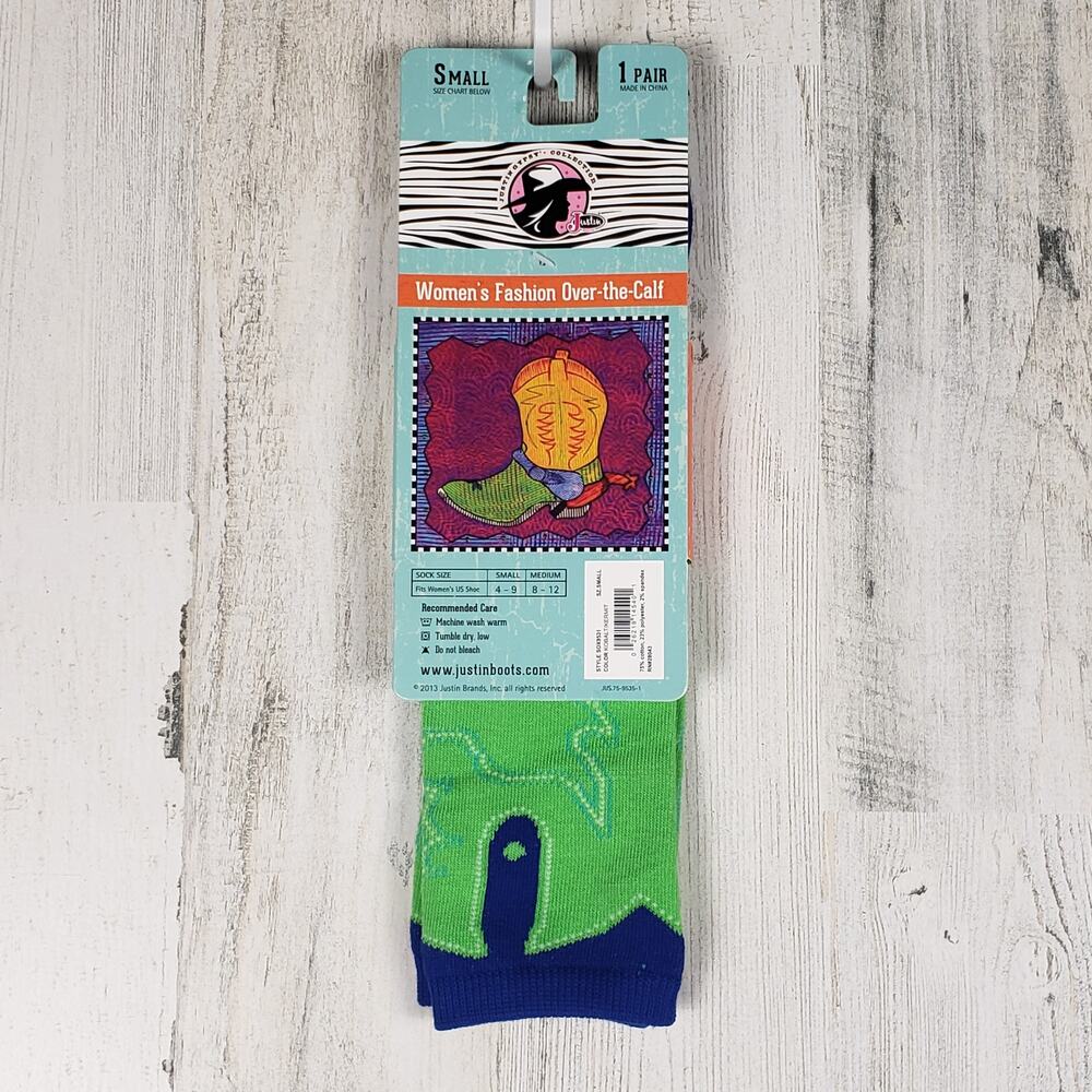NWT Justin Boots Fashion Cushioned Sole Over The Calf Socks Women's Size Small - Picture 4 of 8